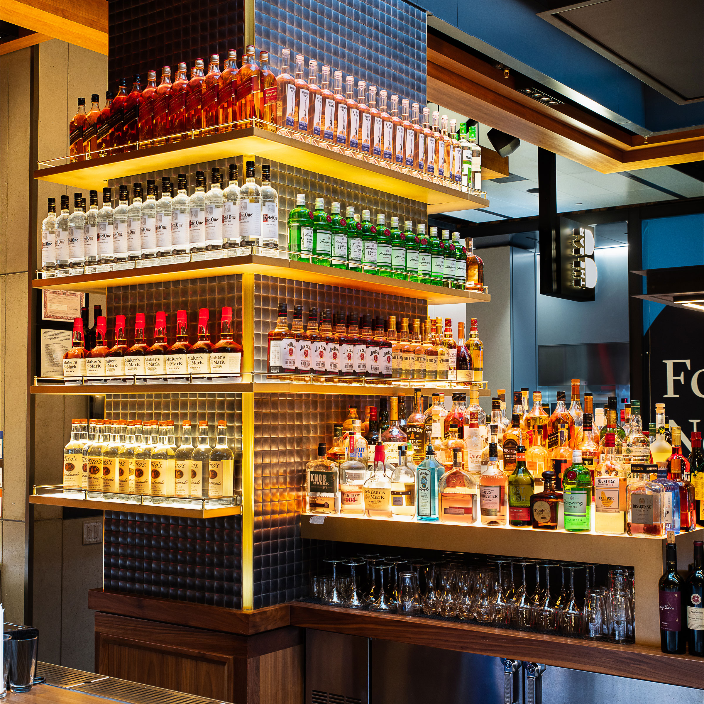 Illuminated bar shelves