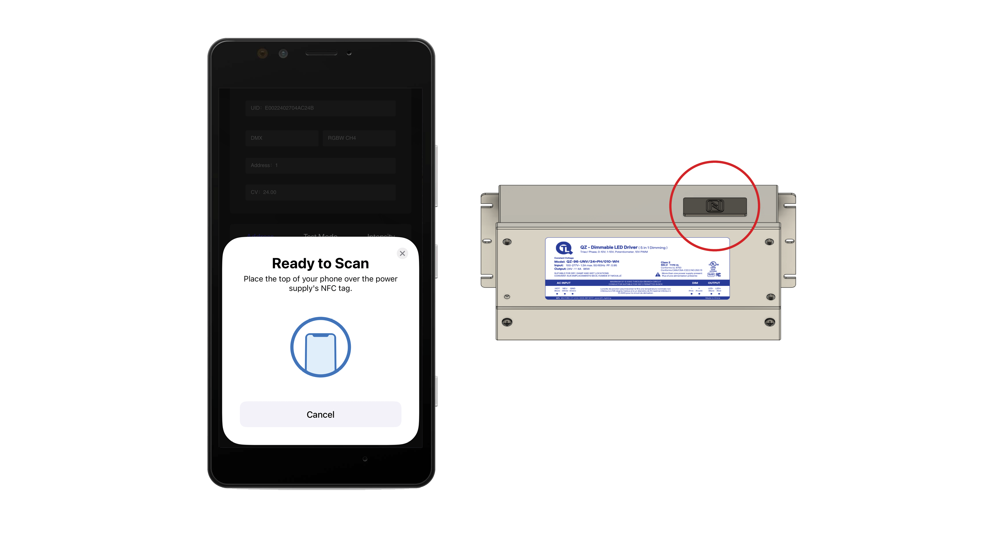 Ready to Scan pop up window on NFC app