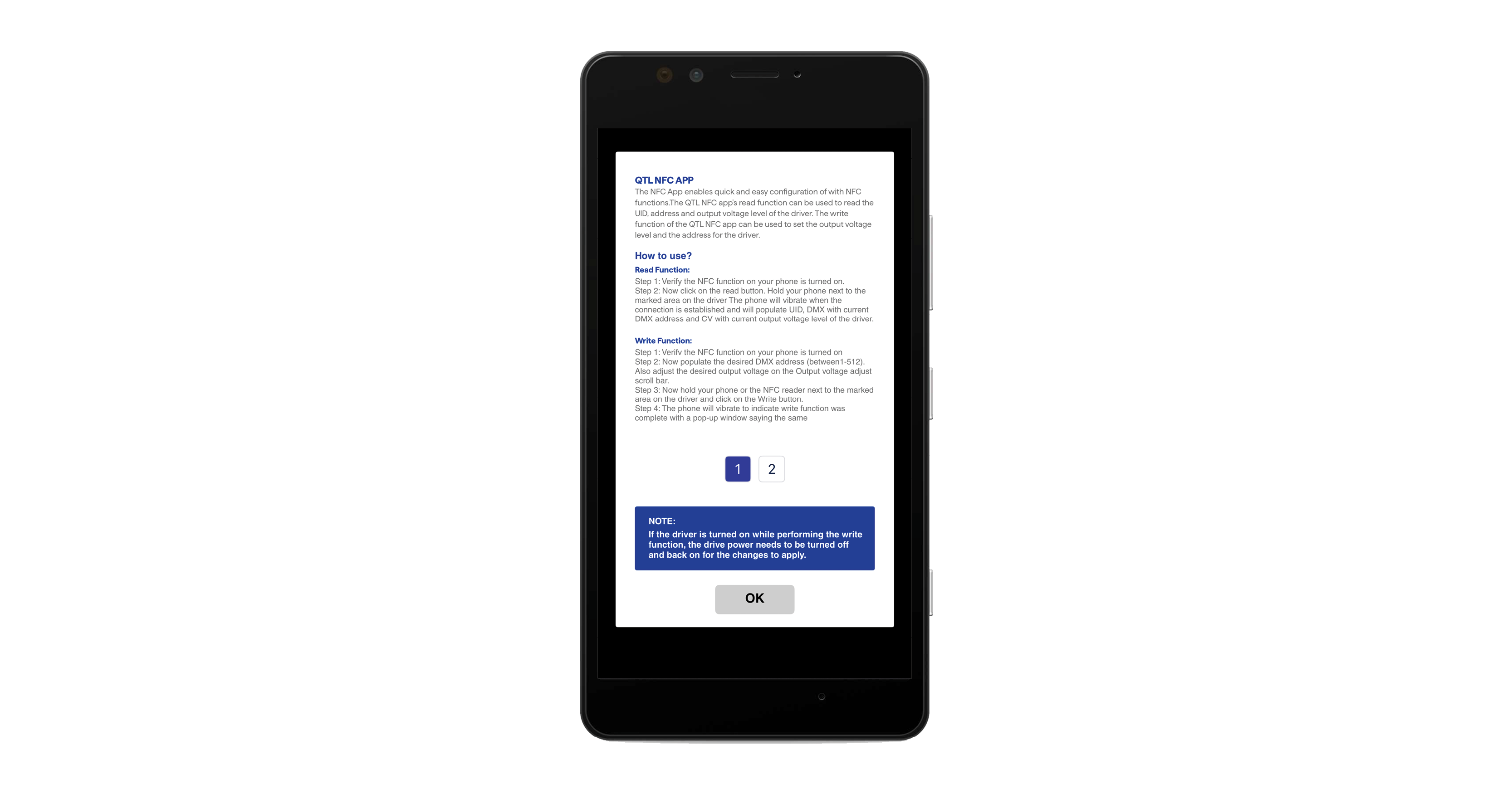 Help section of app
