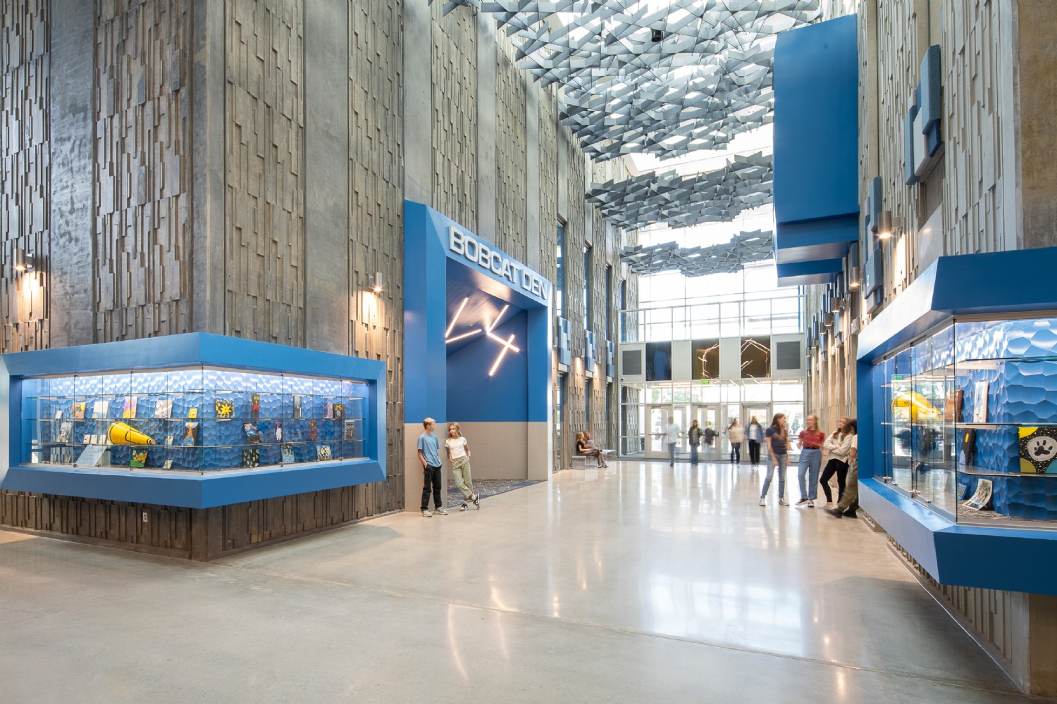 “Union Middle School corridor lighting by QTL enhances common areas with architectural LED illumination