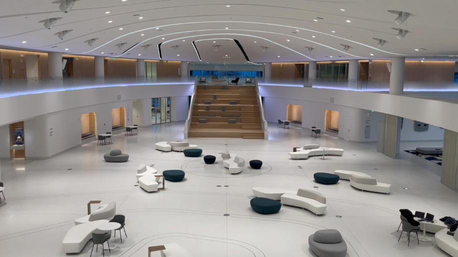 Dynamic Lighting Design by Illuminart in the Ford Experience Center's Main Lobby