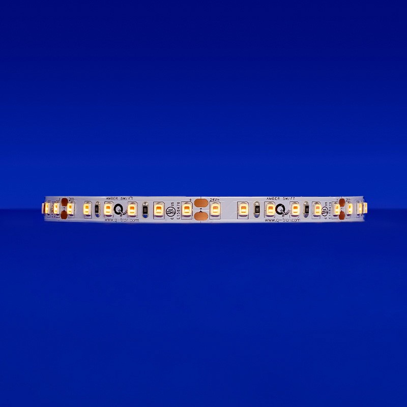 SC24/5.0 static color LED strip showcasing Red, Green, Blue, and Amber outputs, with 6 diodes every 2 inches. FWC compliant in red and amber, ideal for vibrant interior and exterior lighting