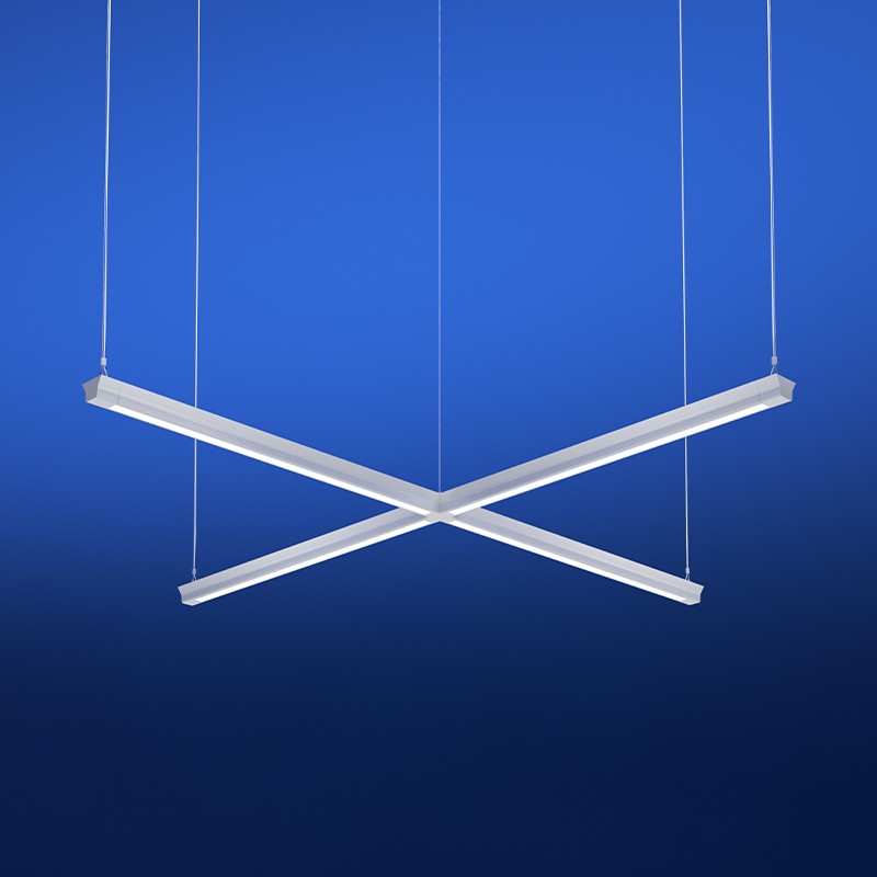 Highly customizable Cross-Shape suspended LED linear direct/indirect fixture