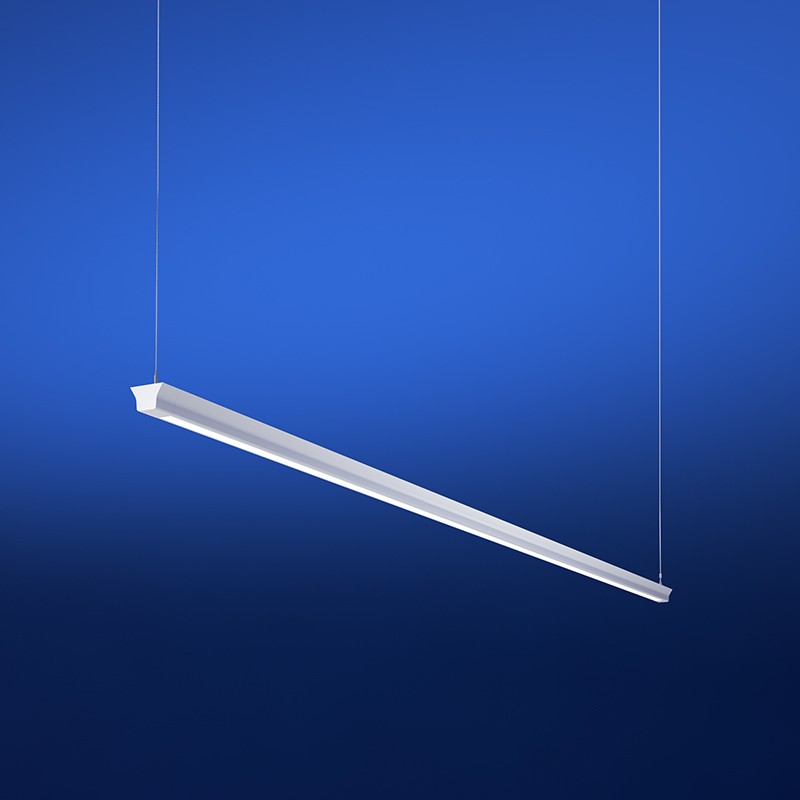 Suspended LED linear direct/indirect fixture for single runs up to 12' lengths
