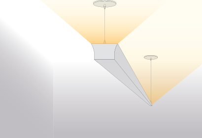 Suspended indirect LED fixture render