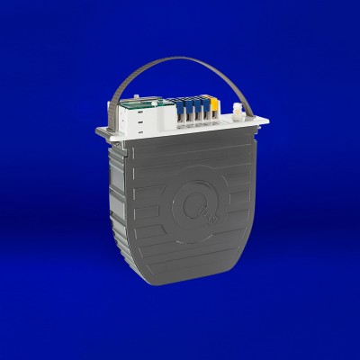 Direct burial power supply for Q-Vault-5, the only IP68-rated enclosure in the industry. Available in 12VAC or 24VAC (60W-300W), it features a secondary circuit breaker, three UL listings for diverse applications, and five secondary taps for voltage 