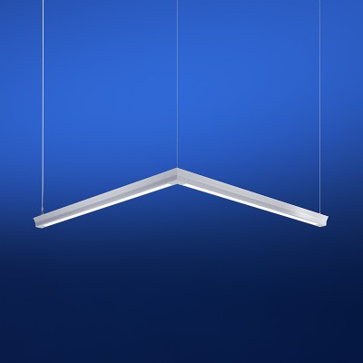 Highly customizable L-Shape suspended LED linear direct/indirect fixture 
