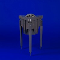 Triangular mounting stake ideal for landscape LED fixtures, offering superior stability with its tripod design. Compatible with .5” or .75” Q-CLIKs for flexible connectivity to other Q-TRIX boxes