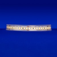 Detailed depiction of the SW-HE+24/3.0 LED tape, a 3.0W/ft, 24-volt lighting solution, emphasizing its 9 diodes per 2-inch cutpoint and its adaptability for both dry and wet locations, extendable up to 196 inches.