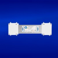 24VDC power supply for linear LED use, offering flicker-free 0-100% phase dimming. Suitable for interior/exterior settings, UL listed, Class II rated, available in satin/white and black